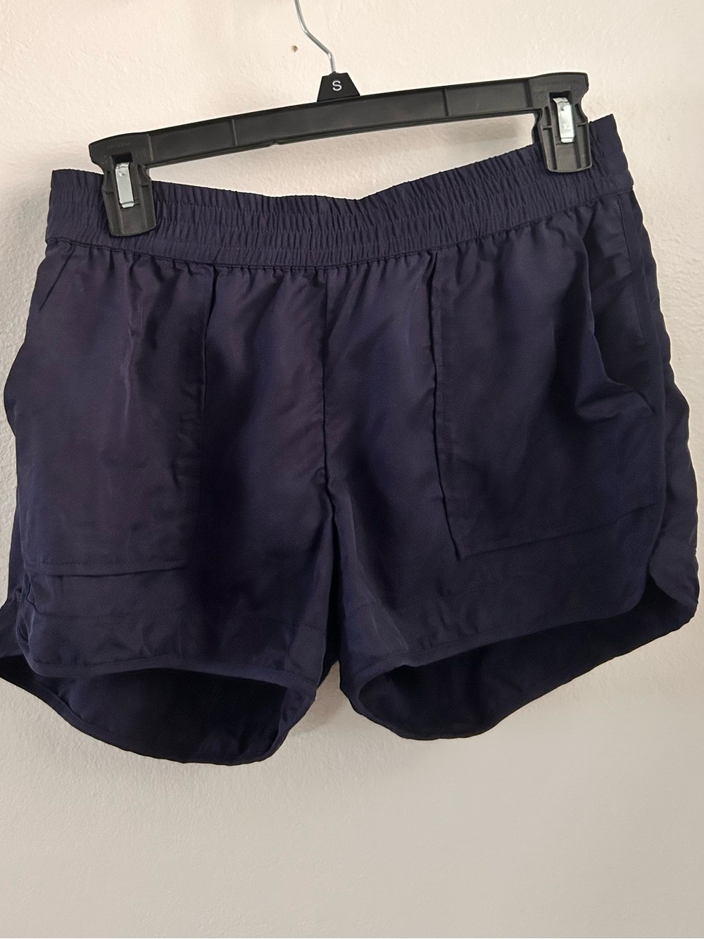 Joie FAB! Beso Woven Silk Blend Pockets Elastic Waist Shorts in Dark Navy S